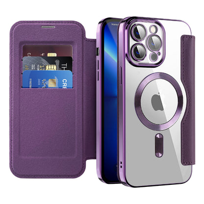 MagSafe Case for Apple iPhone 13 Pro Max, Techsuit, SmartMag Book, Purple