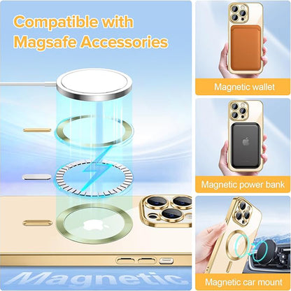 MagSafe Case for Apple iPhone 13 Pro, Techsuit, Luxury Crystal, Gold