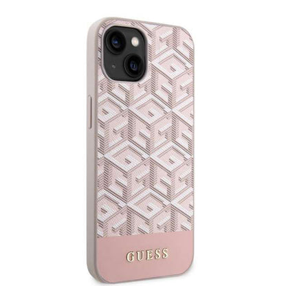 MagSafe Case for Apple iPhone 14, Guess, GCube Stripes, Pink