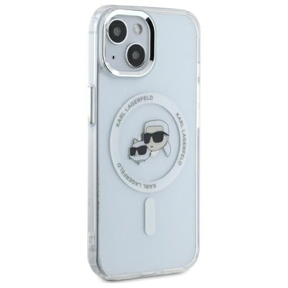 MagSafe Case for Apple iPhone 14, Karl Lagerfeld, IML Metal Karl & Choupette's Heads, White