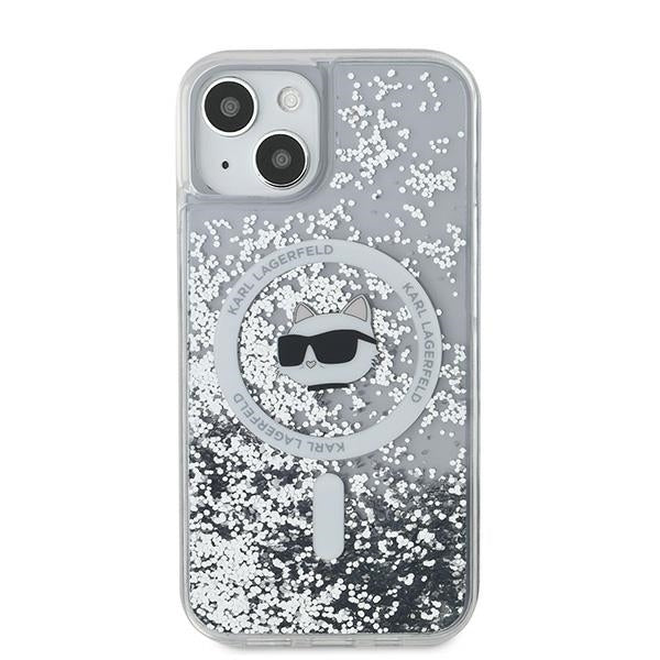 MagSafe Case for Apple iPhone 14, Karl Lagerfeld, Liquid Glitter Choupette's Head, Transparent