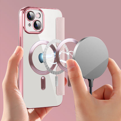 MagSafe Case for Apple iPhone 14 Plus, Techsuit, SmartMag Book, Pink