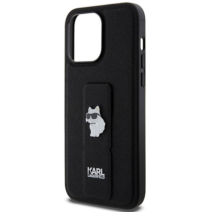 MagSafe Case for Apple iPhone 14 Pro Max, Karl Lagerfeld, Saffiano Gripstand Choupette, Black