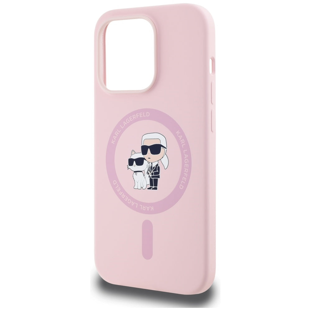 MagSafe Case for Apple iPhone 14 Pro Max, Karl Lagerfeld, Karl & Choupette Silicone, Pink