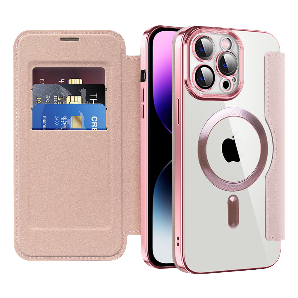 MagSafe Case for Apple iPhone 14 Pro Max, Techsuit, SmartMag Book, Pink