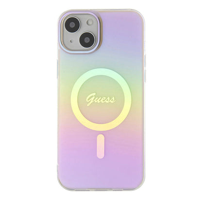 MagSafe Case for Apple iPhone 15, Guess, IML Iridescent Script, Pink GUHMP15SHITSP