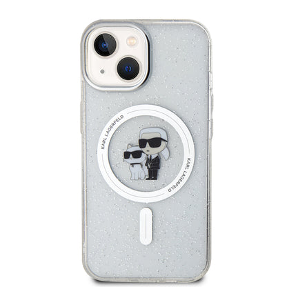 MagSafe Case for Apple iPhone 15, Karl Lagerfeld, Glitter, Transparent