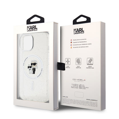 MagSafe Case for Apple iPhone 15, Karl Lagerfeld, Glitter, Transparent