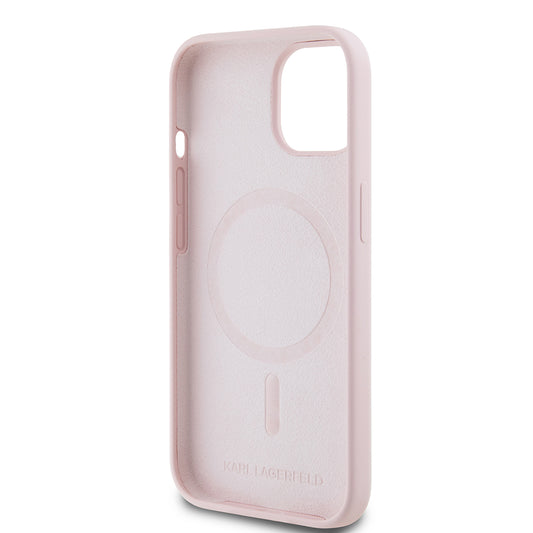 MagSafe Case for Apple iPhone 15, Karl Lagerfeld, Silicone Karl & Choupette's Heads, Pink