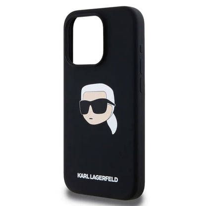 MagSafe Case for Apple iPhone 15, Karl Lagerfeld, Silicone Karl's Head, Black