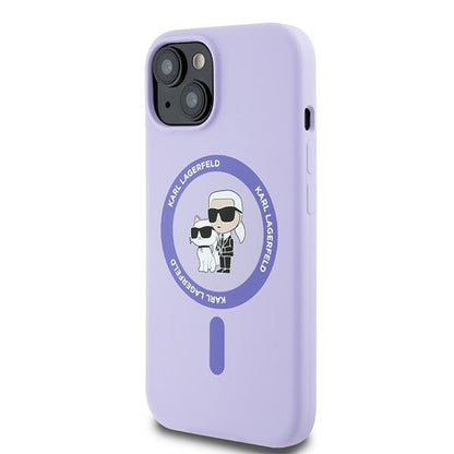 MagSafe Case for Apple iPhone 15, Karl Lagerfeld, Silicone Ring Karl & Choupette, Purple
