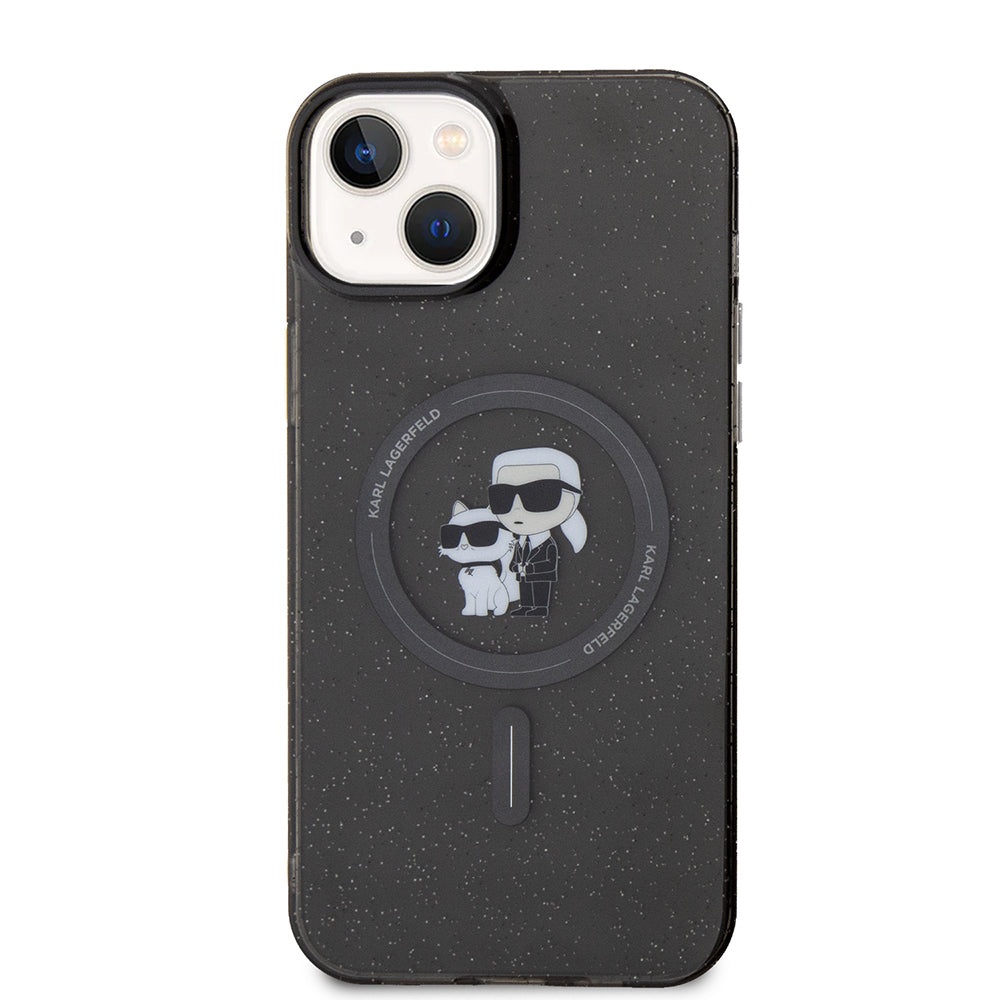 MagSafe Case for Apple iPhone 15 Plus, Karl Lagerfeld, Glitter, Black