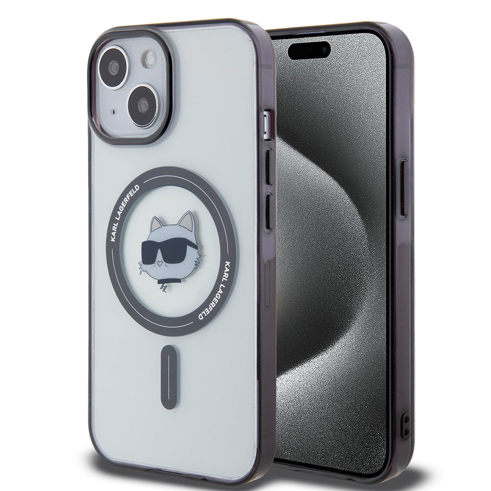 MagSafe Case for Apple iPhone 15 Plus, Karl Lagerfeld, IML Choupette's Head, Transparent