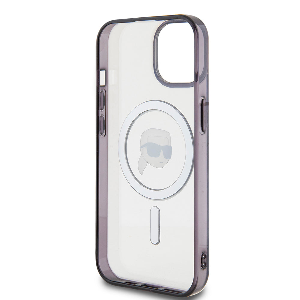 MagSafe Case for Apple iPhone 15 Plus, Karl Lagerfeld, IML Karl's Head, Transparent