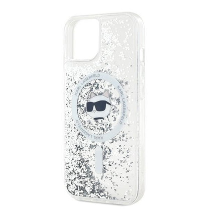MagSafe Case for Apple iPhone 15 Plus, Karl Lagerfeld, Liquid Glitter Choupette's Head, Transparent