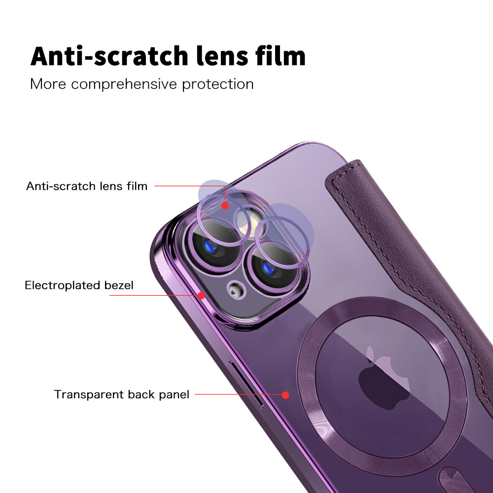 MagSafe Case for Apple iPhone 15 Plus, Techsuit, SmartMag Book, Purple