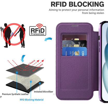MagSafe Case for Apple iPhone 15 Plus, Techsuit, SmartMag Book, Purple