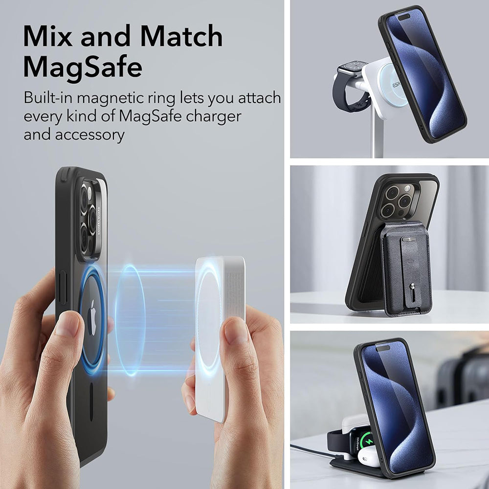 MagSafe Case for Apple iPhone 15 Pro, ESR, Classic Hybrid, Transparent Black