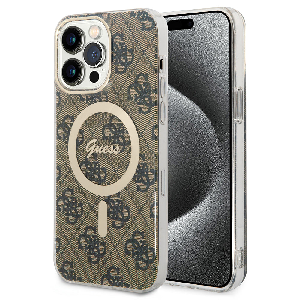 MagSafe Case for Apple iPhone 15 Pro, Guess, 4G IML, Brown GUHMP15LH4STW