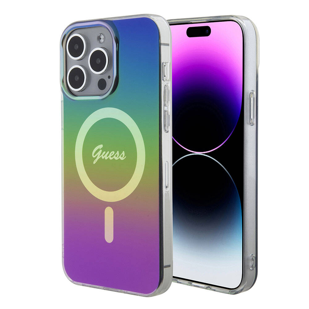 MagSafe Case for Apple iPhone 15 Pro, Guess, IML Iridescent, Multicolor