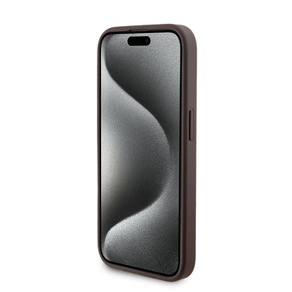 MagSafe Case for Apple iPhone 15 Pro, Guess, Powerbank 4G Metal Logo, Brown