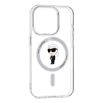 MagSafe Case for Apple iPhone 15 Pro, Karl Lagerfeld, IML Ikonik Karl, Transparent