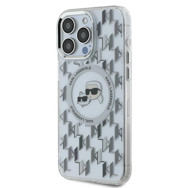 MagSafe Case for Apple iPhone 15 Pro, Karl Lagerfeld, IML Monogram Karl & Choupette's Heads, Transparent