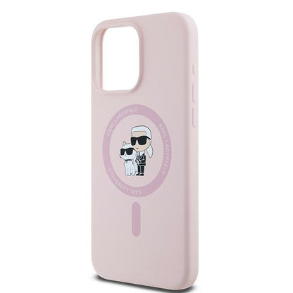 MagSafe Case for Apple iPhone 15 Pro, Karl Lagerfeld, Karl & Choupette Silicone, Pink