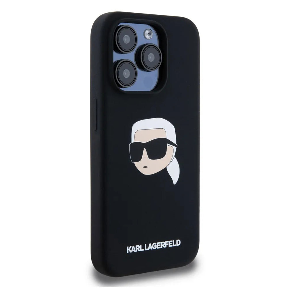 MagSafe Case for Apple iPhone 15 Pro, Karl Lagerfeld, Silicone Karl's Head, Black