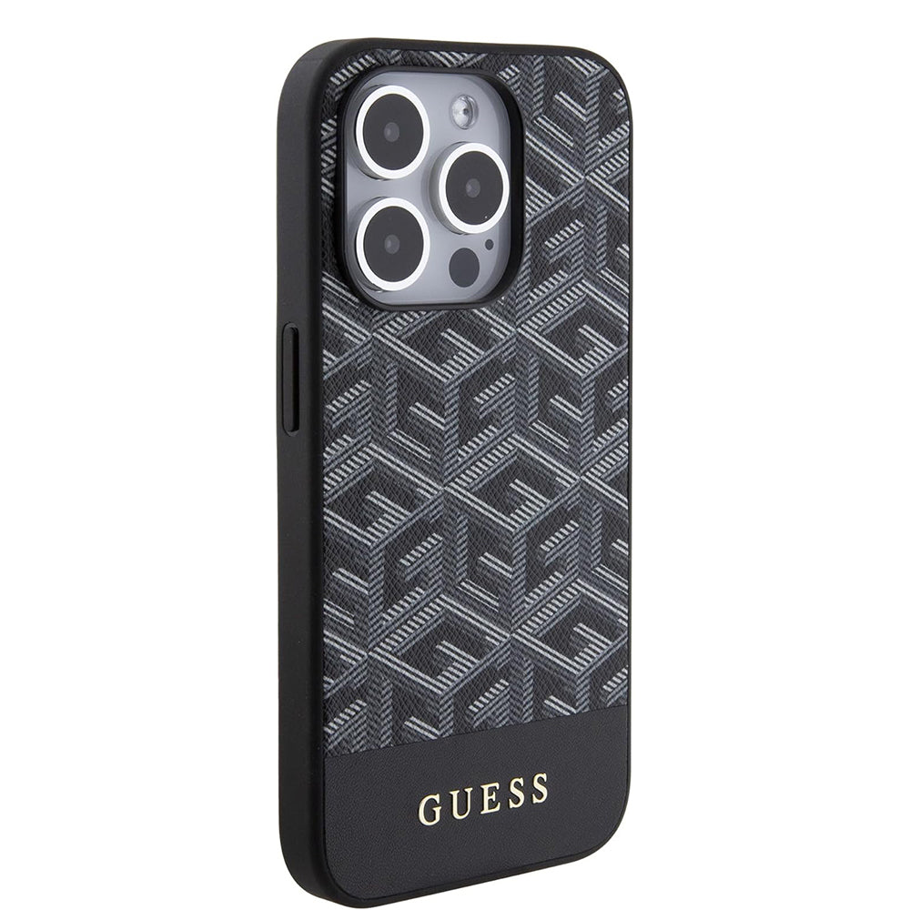 MagSafe Case for Apple iPhone 15 Pro Max, Guess, PU G Cube, Black GUHMP15XHGCFSEK