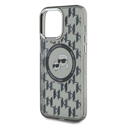 MagSafe Case for Apple iPhone 15 Pro Max, Karl Lagerfeld, IML Monogram Karl & Choupette's Heads, Black