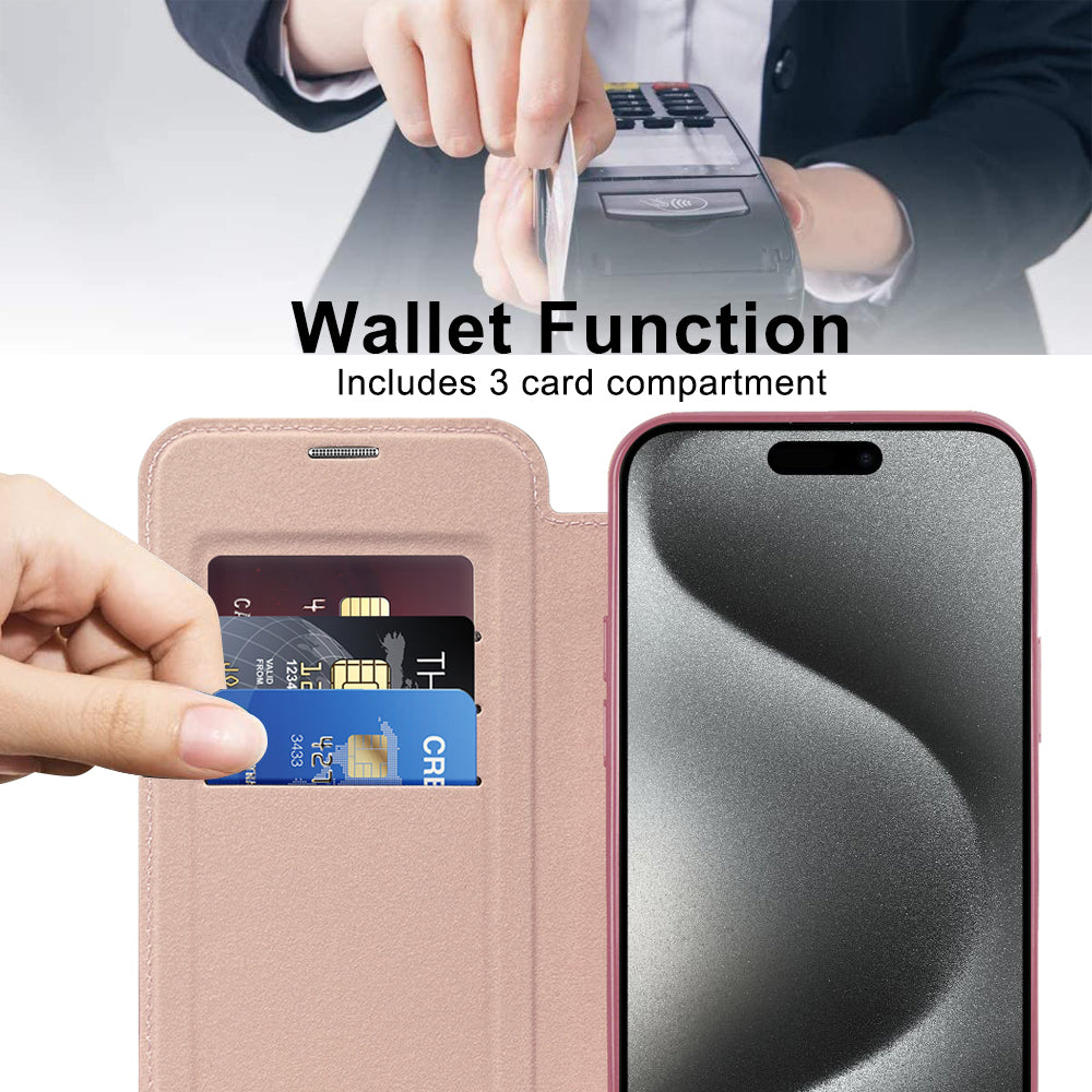 MagSafe Case for Apple iPhone 15 Pro Max, Techsuit, SmartMag Book, Pink