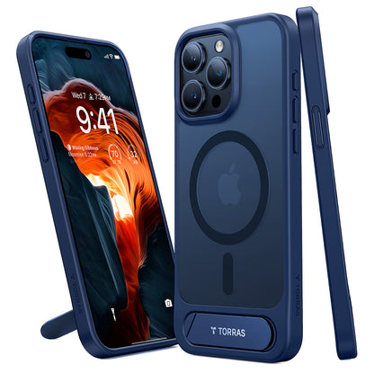 MagSafe Case for Apple iPhone 15 Pro Max, Torras, Pstand, Navy Blue