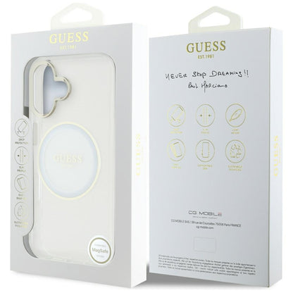 MagSafe Case for Apple iPhone 16, Guess, IML Metal Colored Circle, White