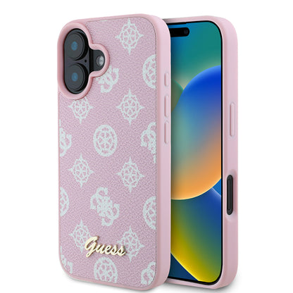MagSafe Case for Apple iPhone 16, Guess, Peony Script, Pink