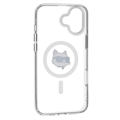 MagSafe Case for Apple iPhone 16, Karl Lagerfeld, IML Metal Choupette's Head, White