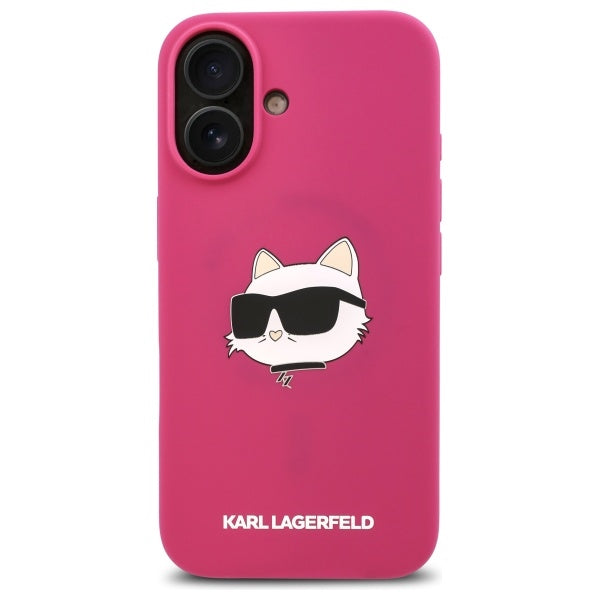 MagSafe Case for Apple iPhone 16, Karl Lagerfeld, Silicone Choupette's Head, Fuchsia