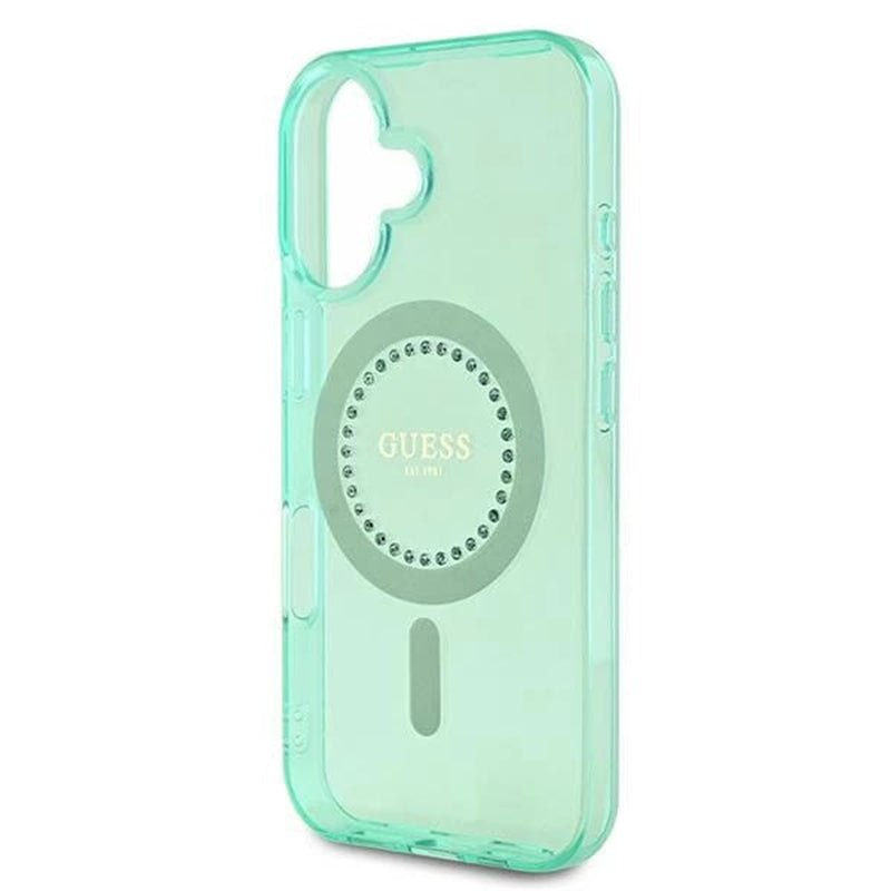 MagSafe Case for Apple iPhone 16 Plus, Guess, IML Rhinestone, Green