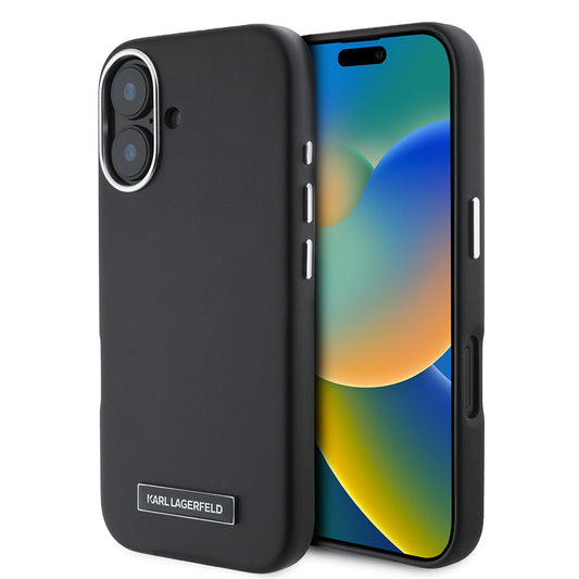 MagSafe Case for Apple iPhone 16 Plus, Karl Lagerfeld, FW Metal Plate, Black