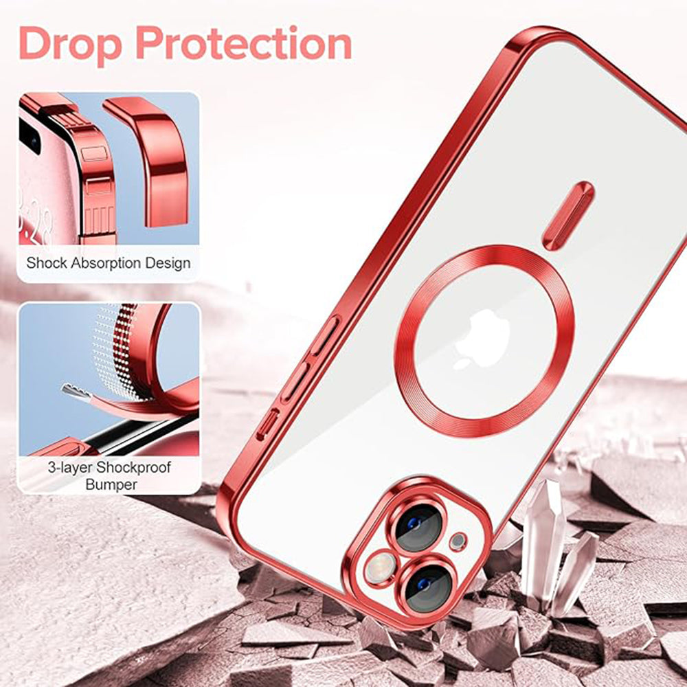 MagSafe Case for Apple iPhone 16 Plus, Techsuit, Luxury Crystal, Red