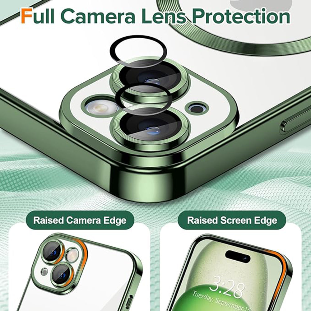 MagSafe Case for Apple iPhone 16 Plus, Techsuit, Luxury Crystal, Light Green