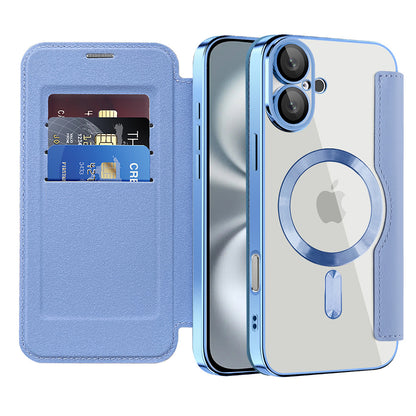 MagSafe Case for Apple iPhone 16 Plus, Techsuit, SmartMag Book, Blue