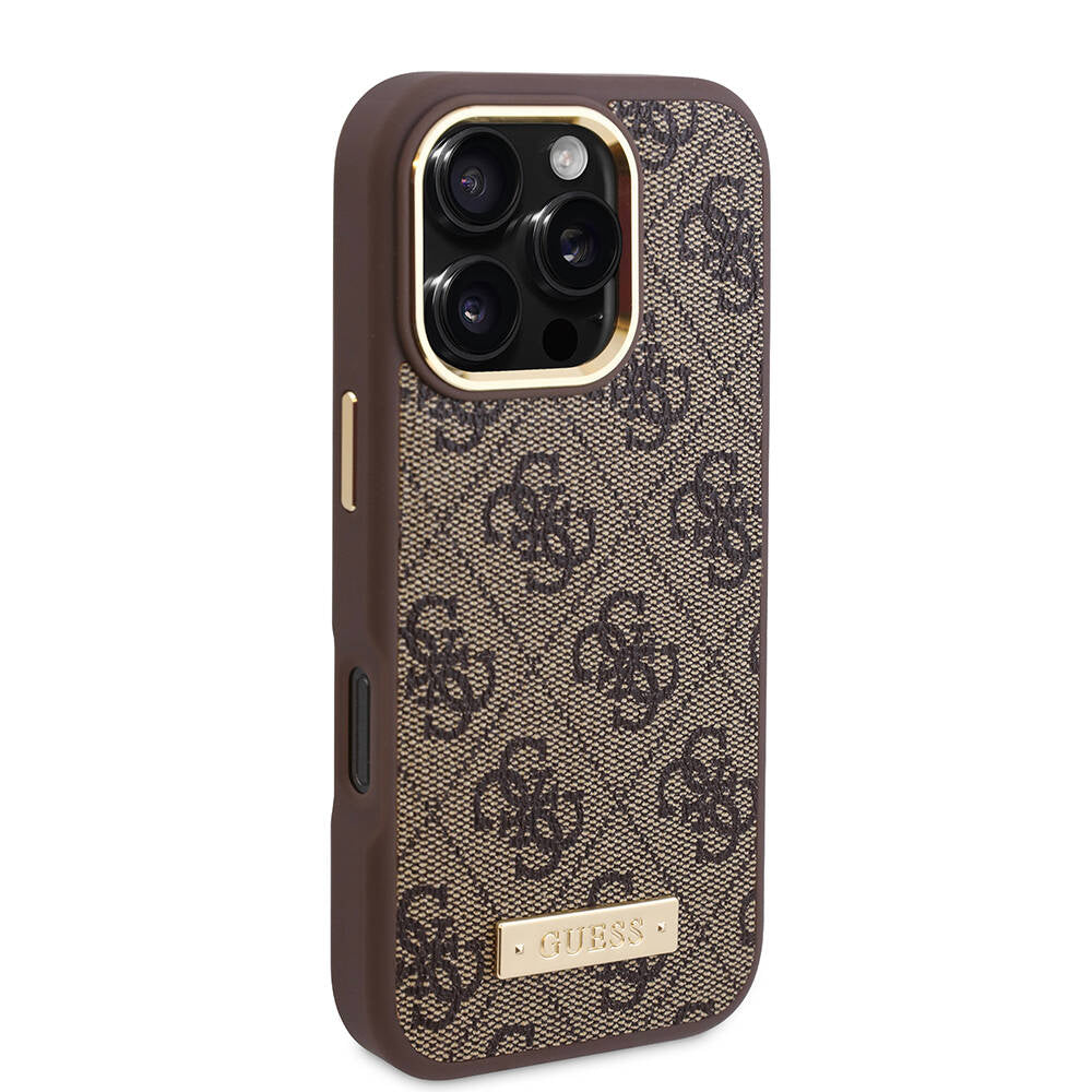 MagSafe Case for Apple iPhone 16 Pro, Guess, 4G Logo Plate, Blue