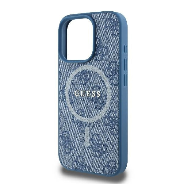 MagSafe Case for Apple iPhone 16 Pro, Guess, 4G Ring Classic Logo, Blue