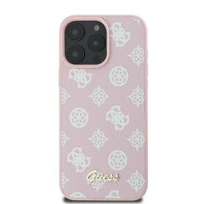 MagSafe Case for Apple iPhone 16 Pro, Guess, Peony Script, Pink