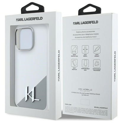 MagSafe Case for Apple iPhone 16 Pro, Karl Lagerfeld, Silicone Shadow Metal Initial, White