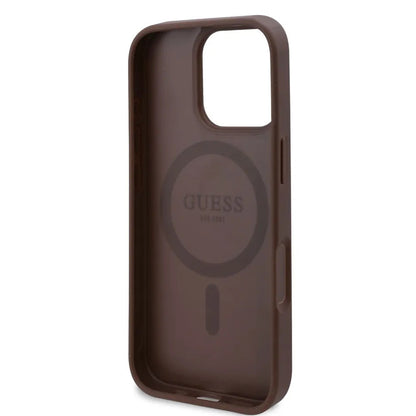 MagSafe Case for Apple iPhone 16 Pro Max, Guess, 4G Flowers Print, Brown