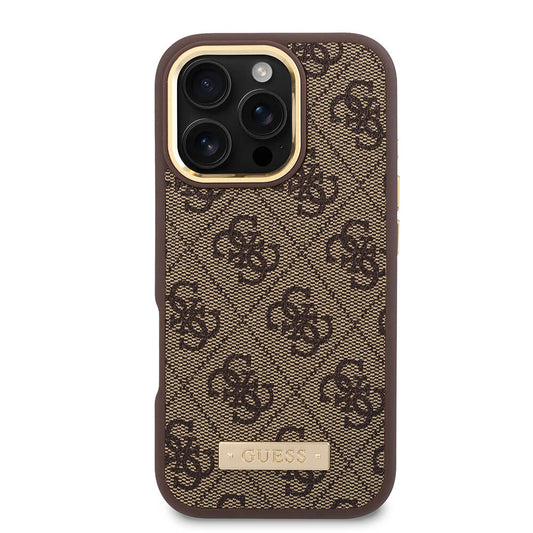 MagSafe Case for Apple iPhone 16 Pro Max, Guess, 4G Logo Plate, Blue