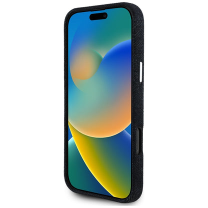 MagSafe Case for Apple iPhone 16 Pro Max, Guess, Denim Triangle Logo, Black