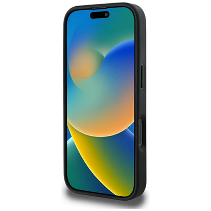 MagSafe Case for Apple iPhone 16 Pro Max, Guess, Peony Grained Hot Stamp Triangle, Black